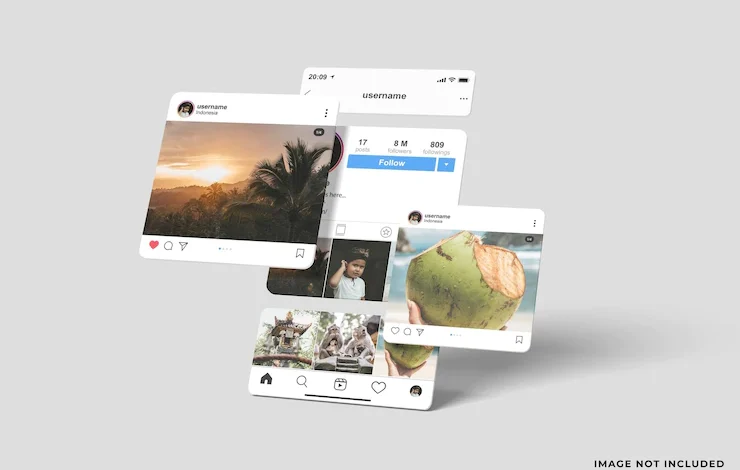 PSD maqueta de publicación de instagram con objeto inteligente 3d